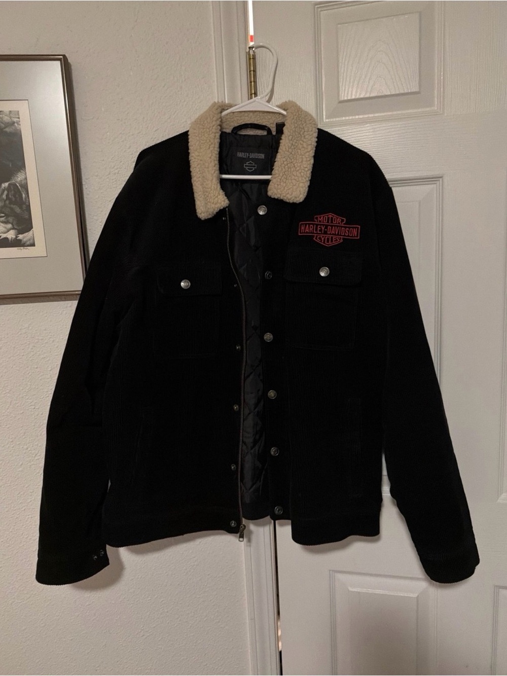 Harley-Davidson Men’s Black Corduroy Sherpa Collar Trucker Jacket XL